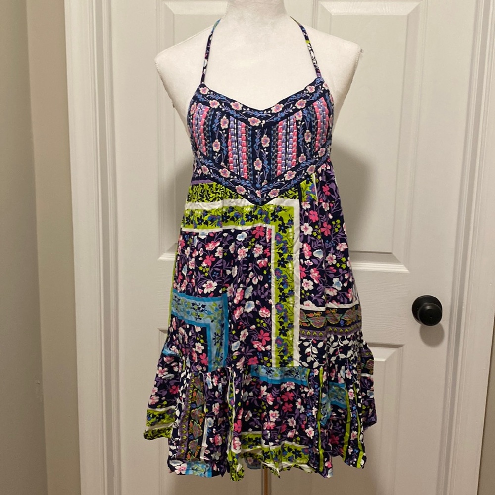 RAGA by Anthropologie Embroidered Multicolored Floral High Low Dress, Size S